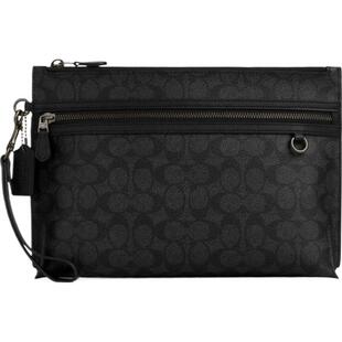 COACH/蔻驰奥莱男士老花黑色CARRY ALL手拿包腕包