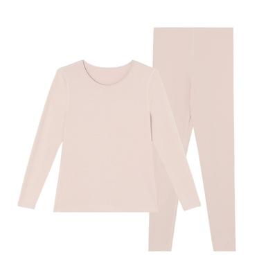 安莉芳女士秋衣秋裤圆领舒适简约修身秋冬加厚打底保暖内衣套装