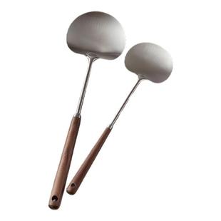 胡桃木蘑菇铲子304不锈钢小号锅铲家用炒勺炒菜的勺铁锅专用套装