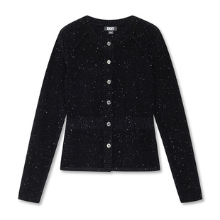 DKNY唐可娜儿针织衫女收腰修身亮片圆领气质通勤休闲时尚上衣潮