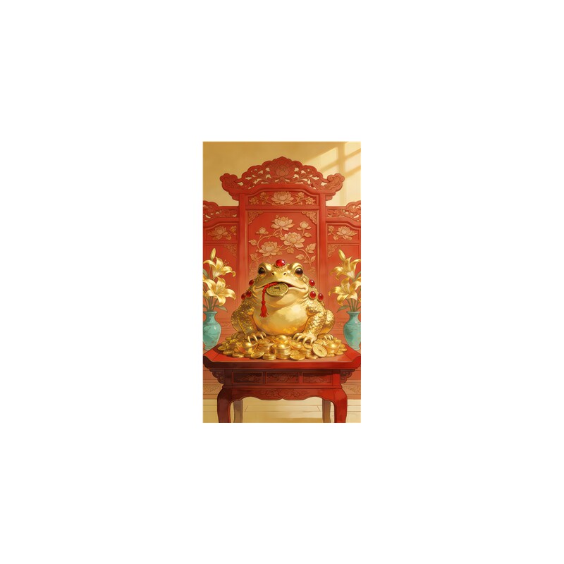招财金蟾墙贴新中式鎏金背胶自粘新居门店财源滚滚风水装饰贴纸画