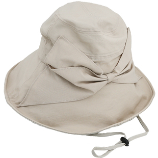 Lion有颜的质感防晒日本面料设计蝴蝶结大檐遮阳帽出游防风绳护颈