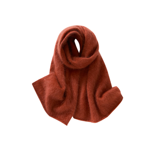 100%纯山羊拉绒围巾男女通用冬季新款保暖百搭针织围脖柔软米色