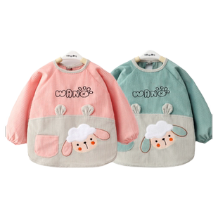 宝宝罩衣防水防脏吃饭围兜秋冬男女童反穿衣围裙吃饭护衣反穿衣