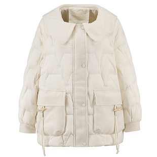 胖莹莹大码女装300斤胖mm学院风减龄娃娃领少女感保暖短款羽绒服