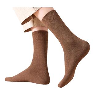 猫人袜子女秋冬款100%正品纯棉纱线黑色棉袜加厚长袜子女士中筒袜