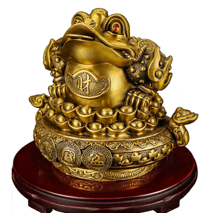 聚财三足金蟾摆件聚宝盆纯铜小号店里招财做生意金蝉金蟾蜍全铜制