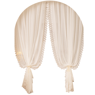 法式蕾丝拱形门纱帘女生公主卧室客厅白纱少女门帘隔断窗帘免打孔