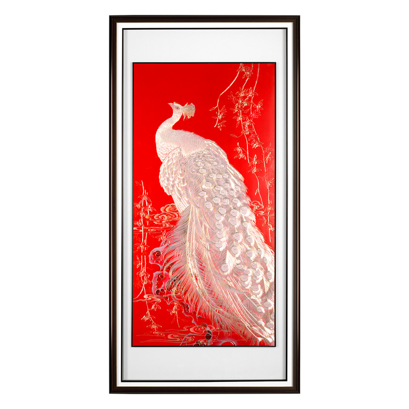 高端入户玄关装饰画富贵孔雀铜雕