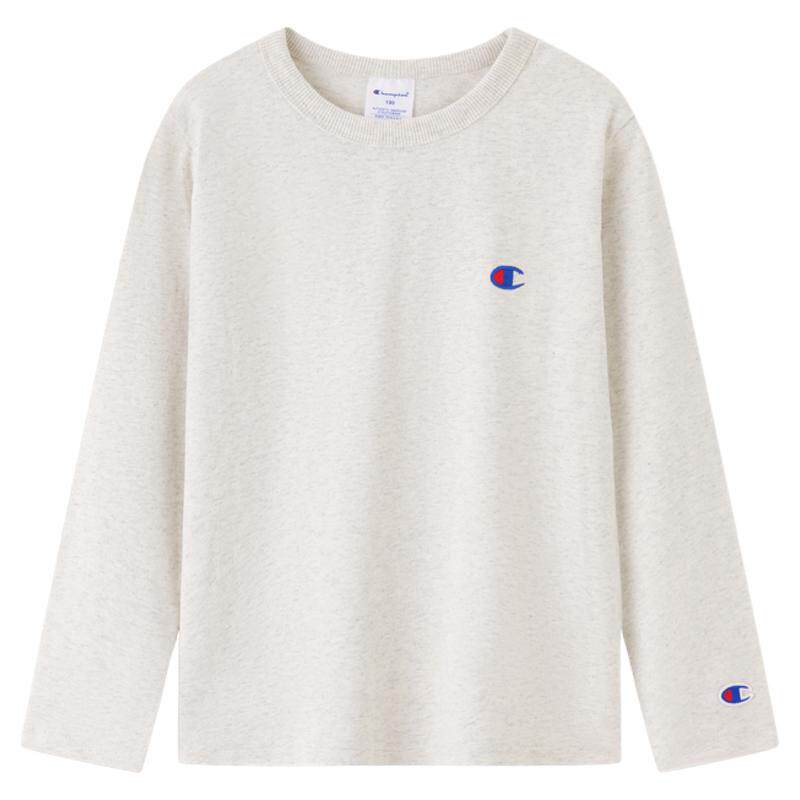 Champion春季新男女童纯色简约圆领长袖T恤