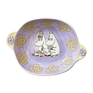 芬兰姆明moomin手绘陶瓷双耳早餐盘高脚杯盘子釉下彩杯子大碗餐具