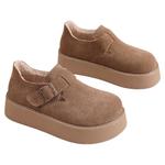 星期六冬季加绒勃肯鞋女款复古真皮保暖面包鞋小个子增高运动板鞋