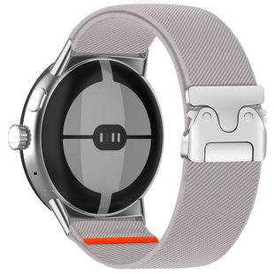 适用谷歌pixel watch4尼龙弹力表带41mm45金属伞扣运动123透气男