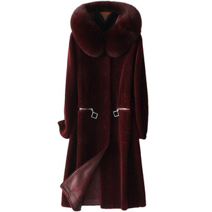 羊剪绒大衣女装2025清仓冬狐狸皮毛一体毛领显瘦颗粒羊毛皮草外套