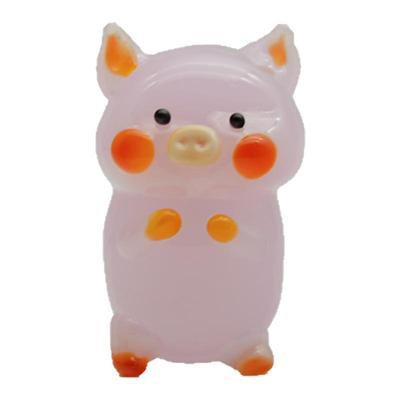 琉璃手作粉色小猪公仔摆件