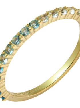 银镀金蓝色托帕石戒指原创设计