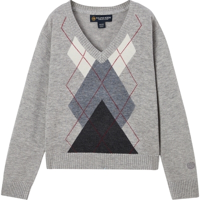 E·LANDKIDS菱格纹针织衫