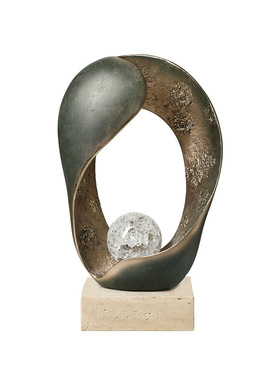 意式极简复古几何环形树脂雕塑