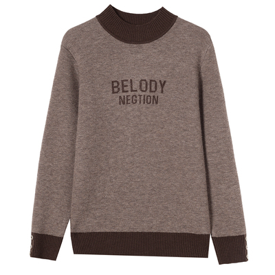 冬季内搭妈妈半高领加绒加厚毛衣