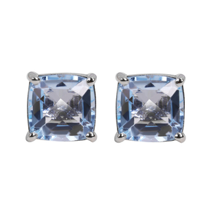 若华珠宝蓝冰 天空蓝托帕石耳钉S925银镀金宝石耳环彩宝耳饰定制