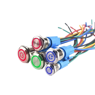 金属按钮开关自复位自锁带灯防水汽车改装圆形小型开关12/16/19mm