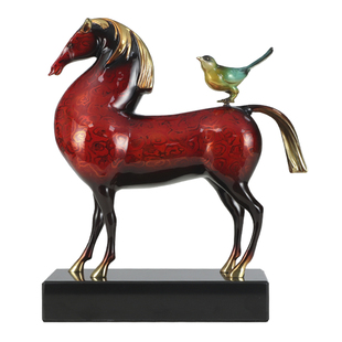 马上有喜铜马摆件客厅办公室书柜桌面轻奢高端装饰品乔迁开业礼物