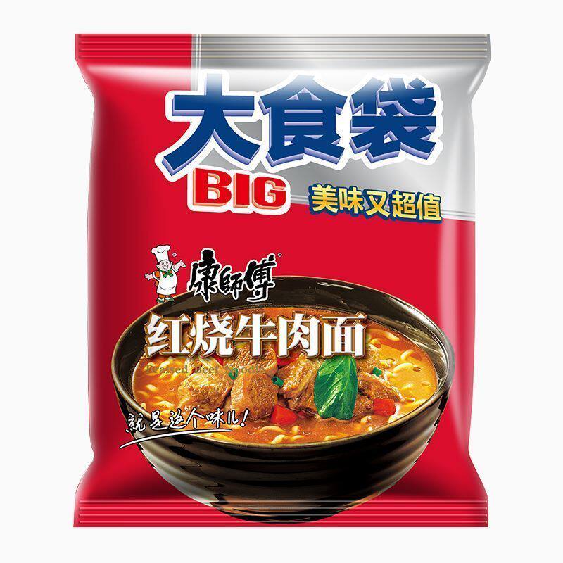 康师傅大食袋BIG红烧香辣酸菜牛肉面方便面袋装泡面整箱多味24包