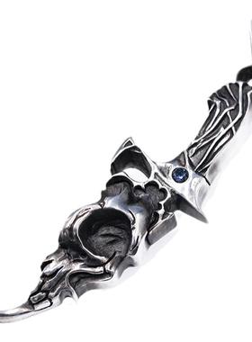 渡鸦原创骷髅短剑手工925银吊坠