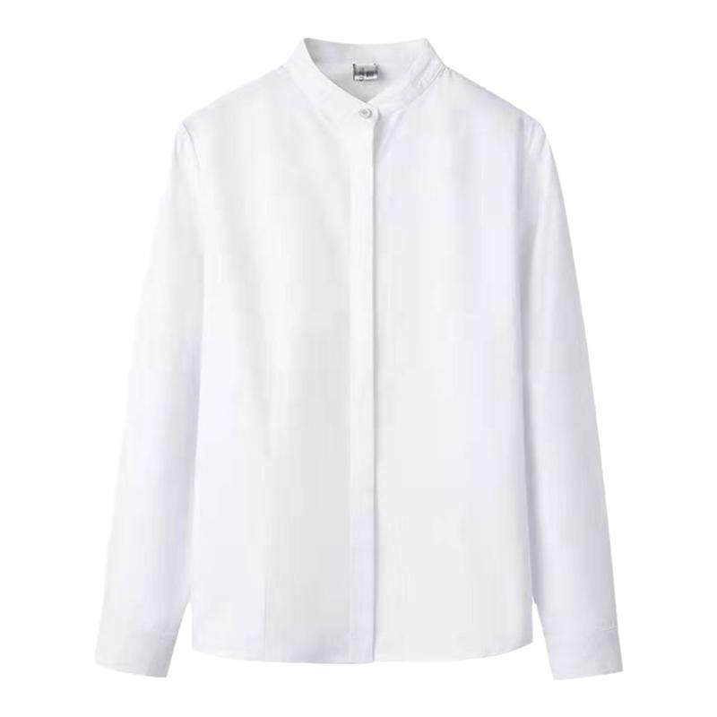 立领白衬衫职业工作服防走光衬衣