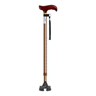 日本乐来福实木手柄四脚老人拐杖