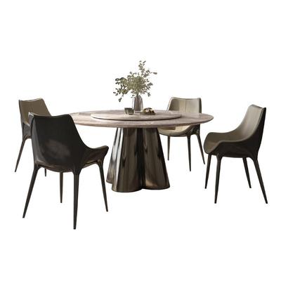 广巢高端花瓣不锈钢脚圆形餐桌