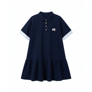 女大童连衣裙2026新款polo裙初中生女孩青少年中长款裙子学生夏装