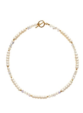 DinLaw石榴石淡水珍珠项链