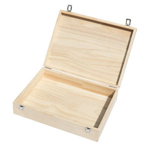 木箱木盒有盖子锁扣车载收纳卧室储物带盖盒子实木质小箱子可定制