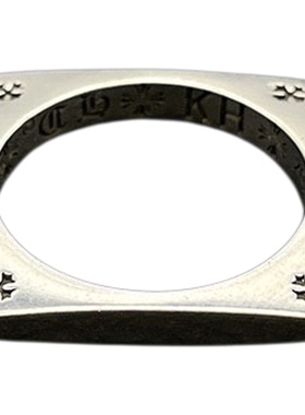 s925纯银克罗伈复古联名KT四方形戒指男礼物欧美嘻哈个性指环叠戴