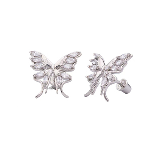 嘟嘟夫妇独特好看蝴蝶耳骨钉女高级小众耳饰平底螺丝拧口钛钢耳钉