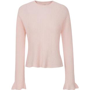 PINKO女士通勤圆领荷叶边袖口轻薄廓形长袖针织衫104347A26W