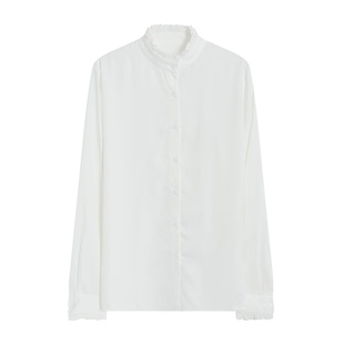 西田设 | 法式立领木耳边宫廷风衬衫设计感小众高级百搭长袖上衣