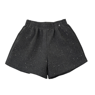 亮片黑色裤子冬加厚女毛呢短裤