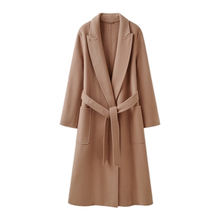 王牌推荐！气场女王！高大上！handmade西装领驼色大衣女双面羊绒