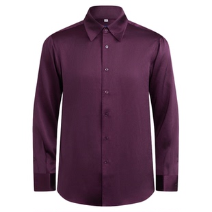 【泡泡肌理缎】平圆方中夏季一片领抗皱透气长袖衬衫男休闲衬衣