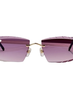 欧美时尚方形无框个性防晒女墨镜