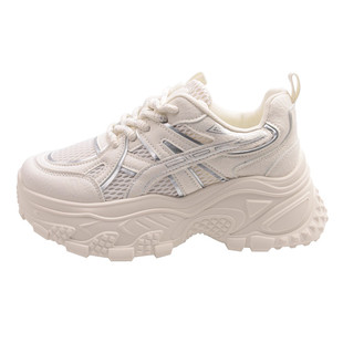 欧货松糕厚底老爹鞋女小个子增高2026新款爆款春季白色休闲运动鞋