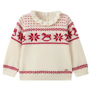 tartineetchocolat法国巧克力童装26新年款女童荷叶边毛衣针织衫