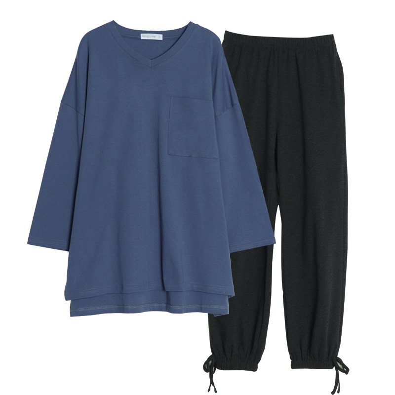 韩版纯棉睡衣女春秋款冬季长袖甜美可爱清新大码宽松家居服两件套