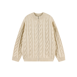 Dream made老钱风人夫感穿搭麻花开衫毛衣男款冬季针织衫男生外套