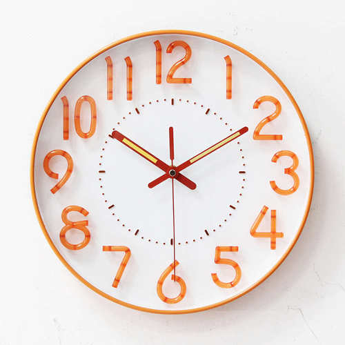 发光荧光夜光时钟挂钟客厅卧室静音圆形立体数字钟表北欧简约现代