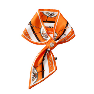 新款装饰丝巾小长条女春秋懒人带扣护颈围脖子方巾搭配衬衫薄围巾