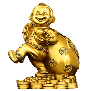 全黄铜猴子摆件十二生肖12金属猴金福猴家居工艺品桌面装饰礼品纯