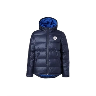 匡威冬经典圆标短款黑色休闲连帽羽绒服保暖外套男10004603-A02